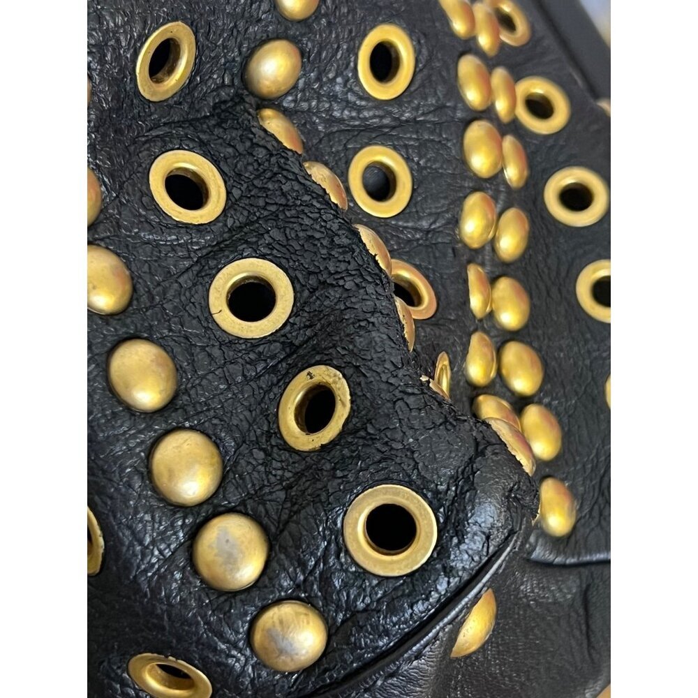 Miu Miu Vitello Studded Leather Tote Shoulder Handbag in Black - Picture 9 of 10